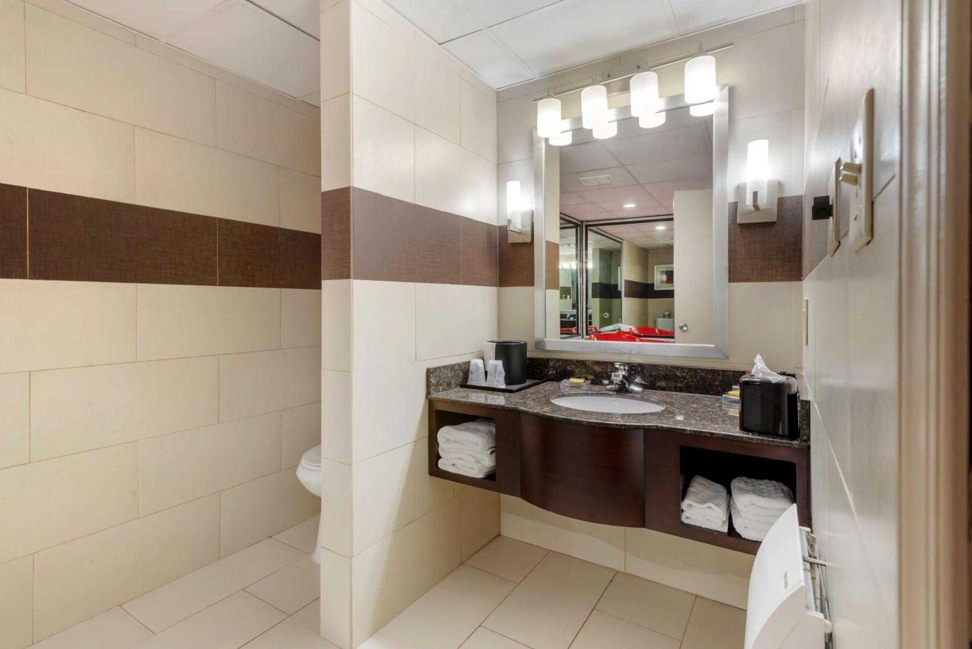 Double Room with Two Double Beds and Roll-In Shower - Disability Access/Non-Smoking