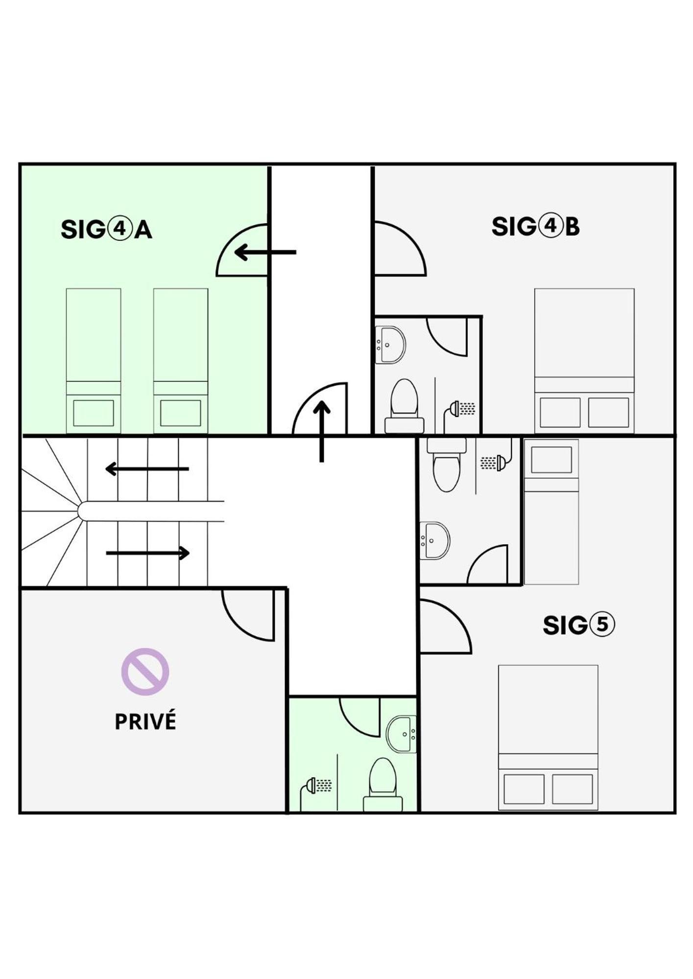 Chambre Lits Jumeaux avec Salle de Bains Privative Séparée