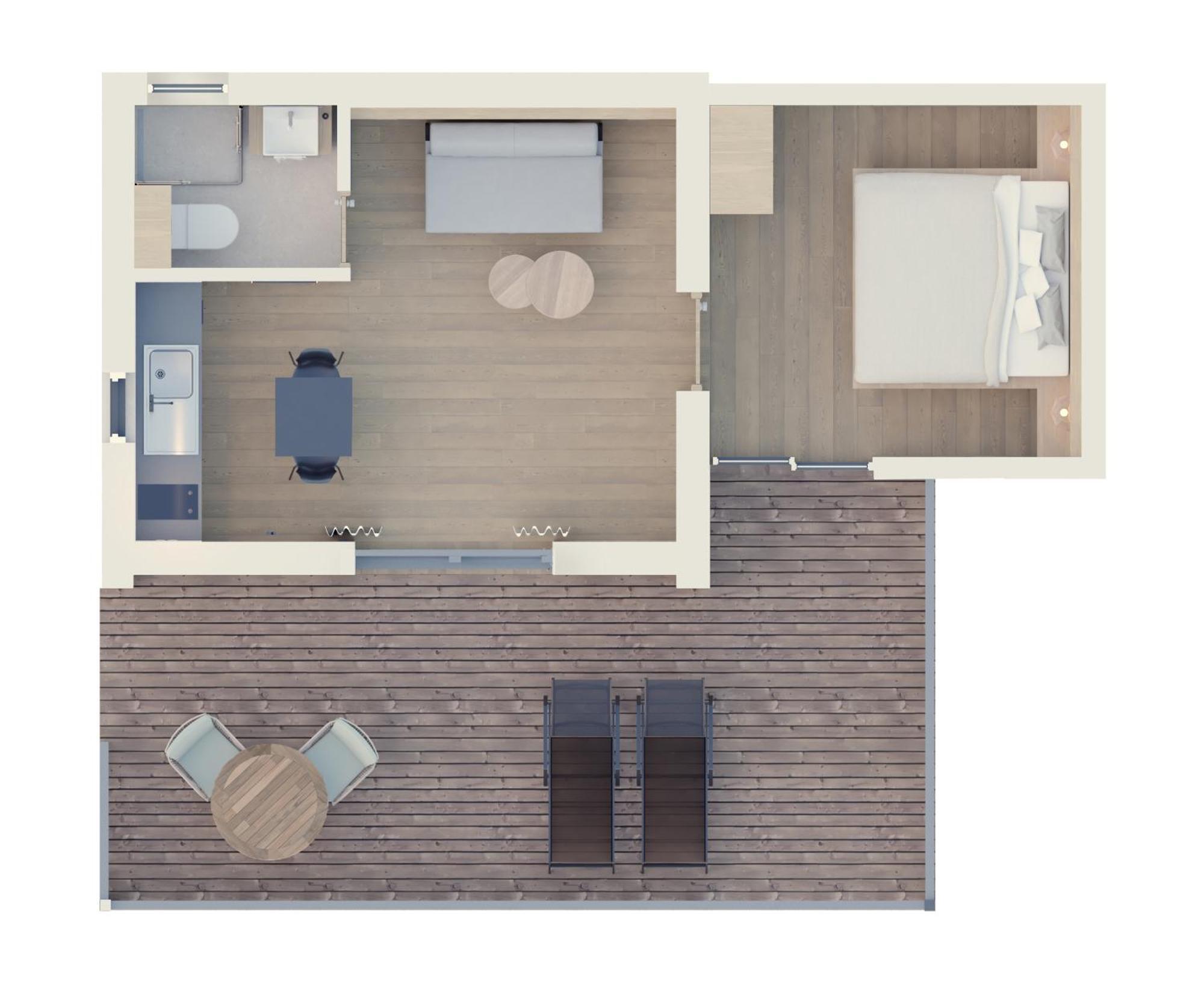 Bungalow met 1 Slaapkamer en Terras