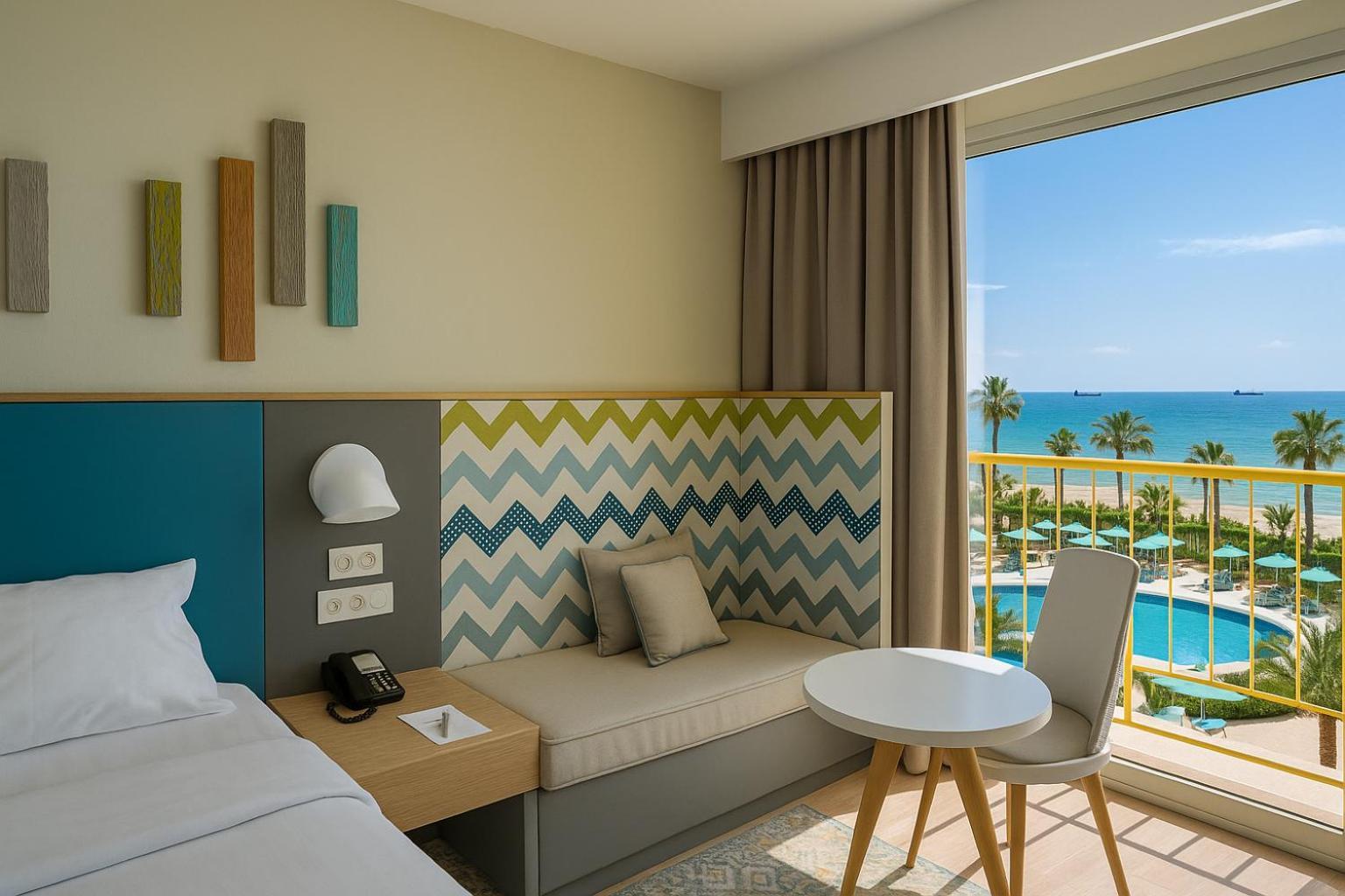 Zimmer mit 2 Einzelbetten, Meerblick und Balkon