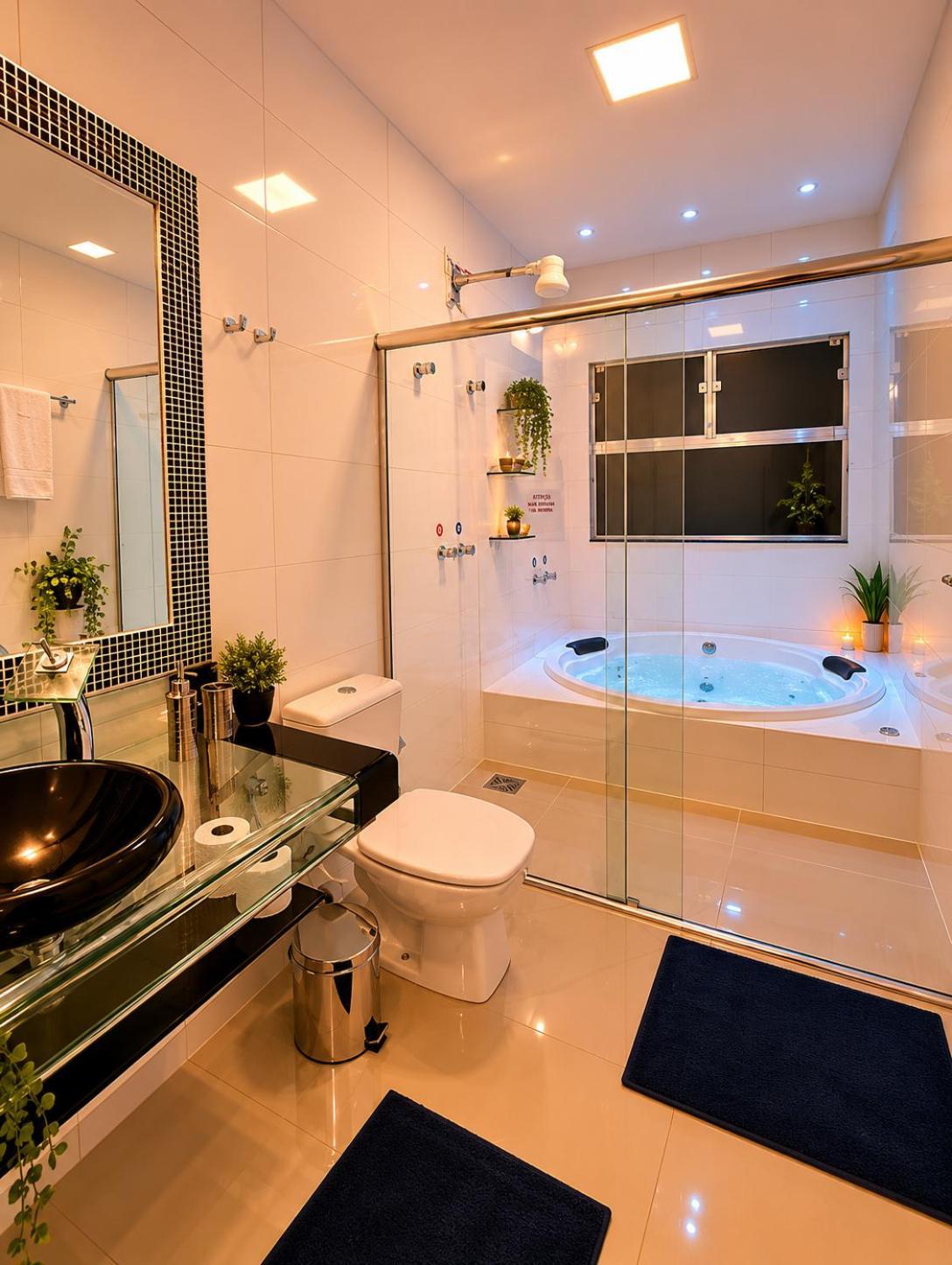 Quarto com Cama King-size e Banheira de Hidromassagem
