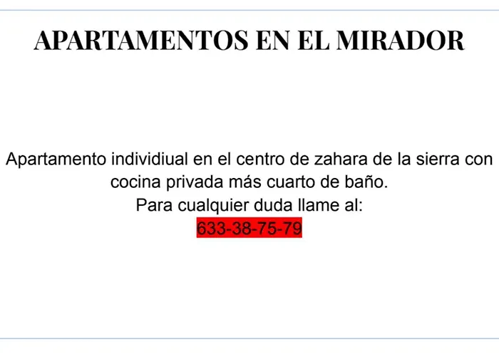 Apartamento Mirador en la Plaza de Zahara