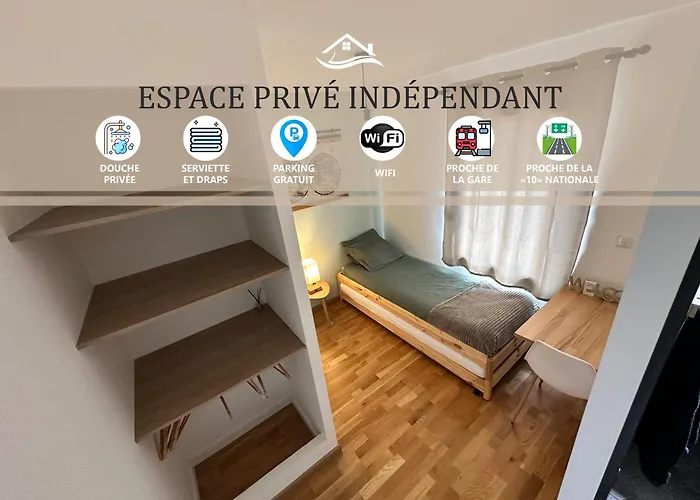 Chambre privée au calme - Proche gare - Parking gratuit